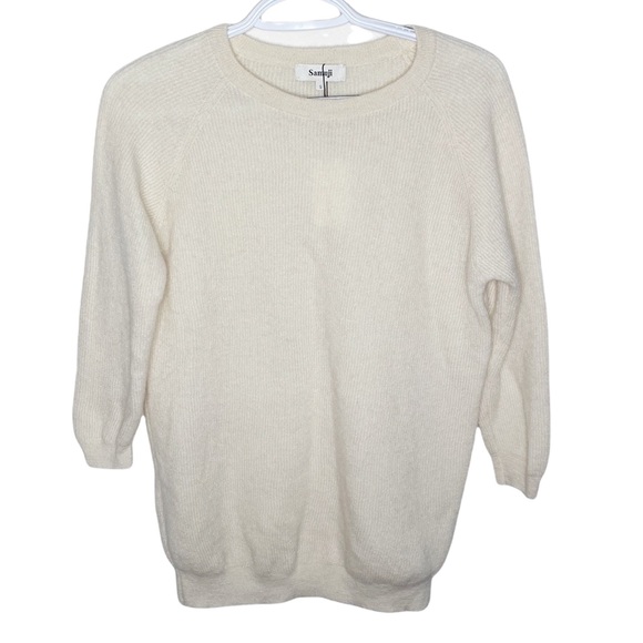 Samuji Maeve alpaca mohair born sweater Mokka in Ecru size S